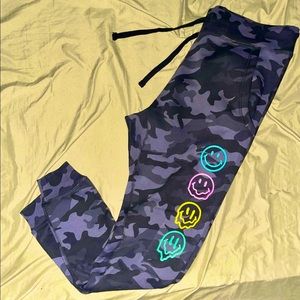 Camo Drippy Smilly Face Joggers